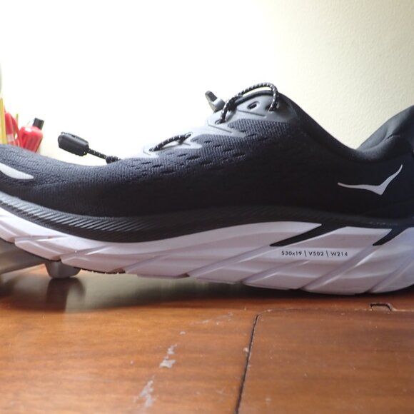 Hoka Clifton 8 Black White Shoes Women's Size 10 D Wide - Picture 5 of 15